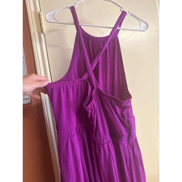 Purple Halter Neck 3 Plus Size Dress With Elastic Waist & Crossback - Picture 6 of 8